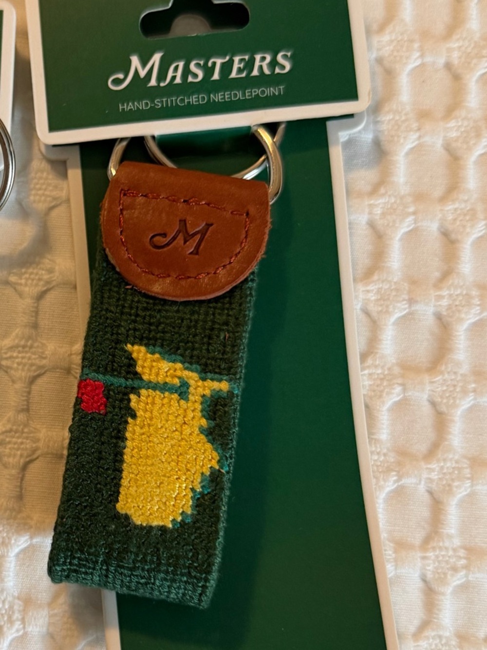 Masters Needlepoint Golf Key Fobs - Light Green & Dark Green